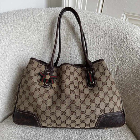 Gucci GG Canvas Princy Brown Tote Bag