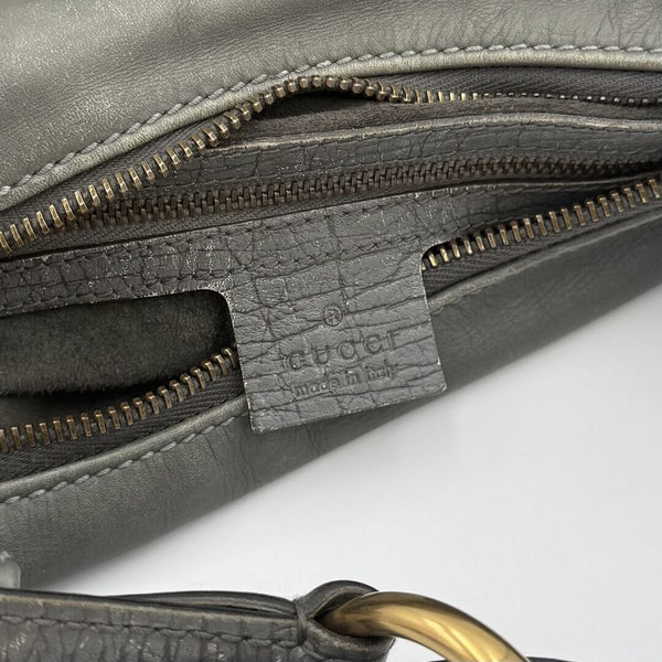 Gucci Horsebit Leather Grey Shoulder Bag