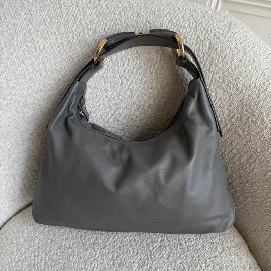 Gucci Horsebit Leather Grey Shoulder Bag
