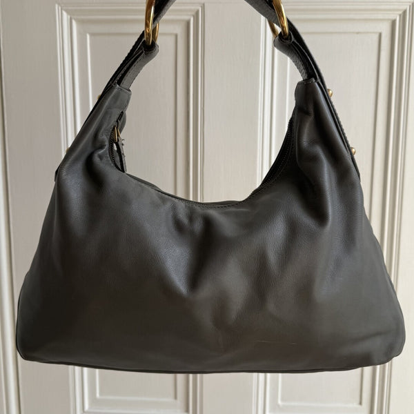 Gucci Horsebit Leather Grey Shoulder Bag