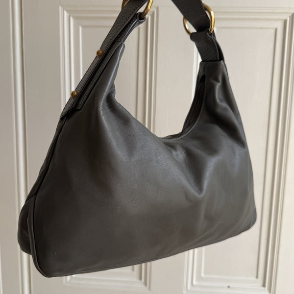 Gucci Horsebit Leather Grey Shoulder Bag
