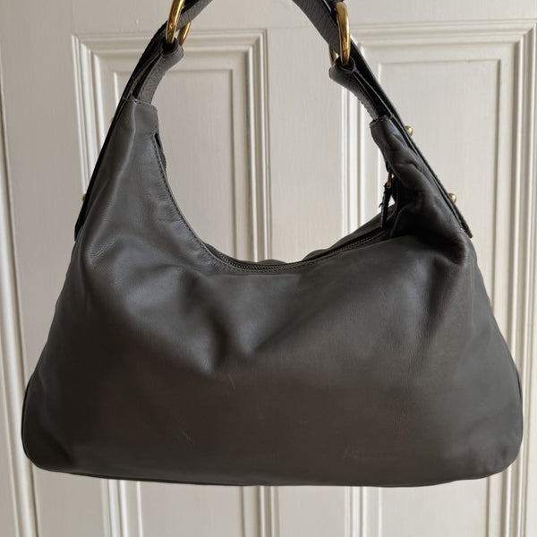 Gucci Horsebit Leather Grey Shoulder Bag