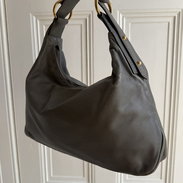 Gucci Horsebit Leather Grey Shoulder Bag