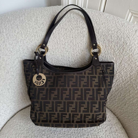 Fendi Zucca Canvas Chef Brown Tote Bag