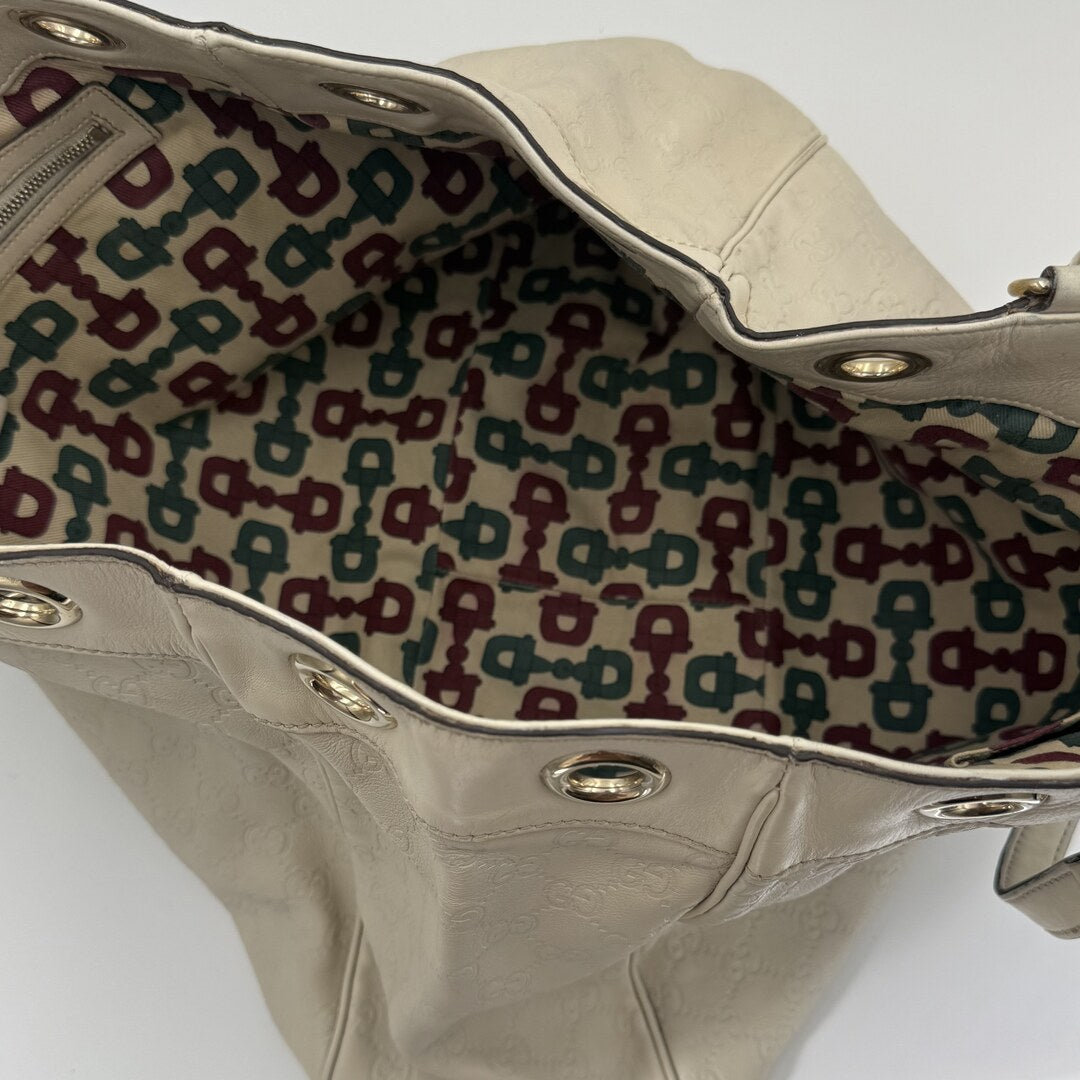 Gucci Guccissima White Leather Tote Bag