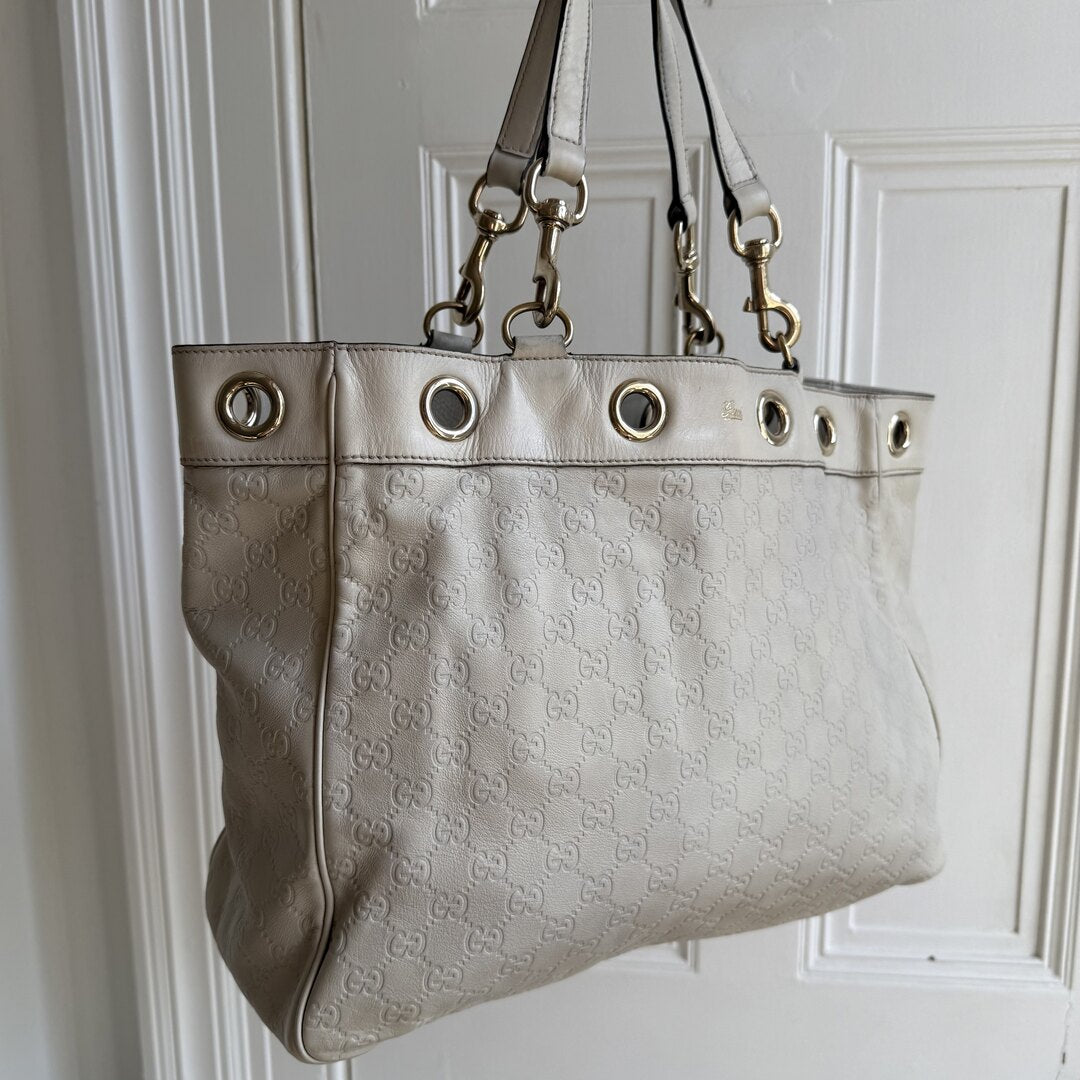 Gucci Guccissima White Leather Tote Bag
