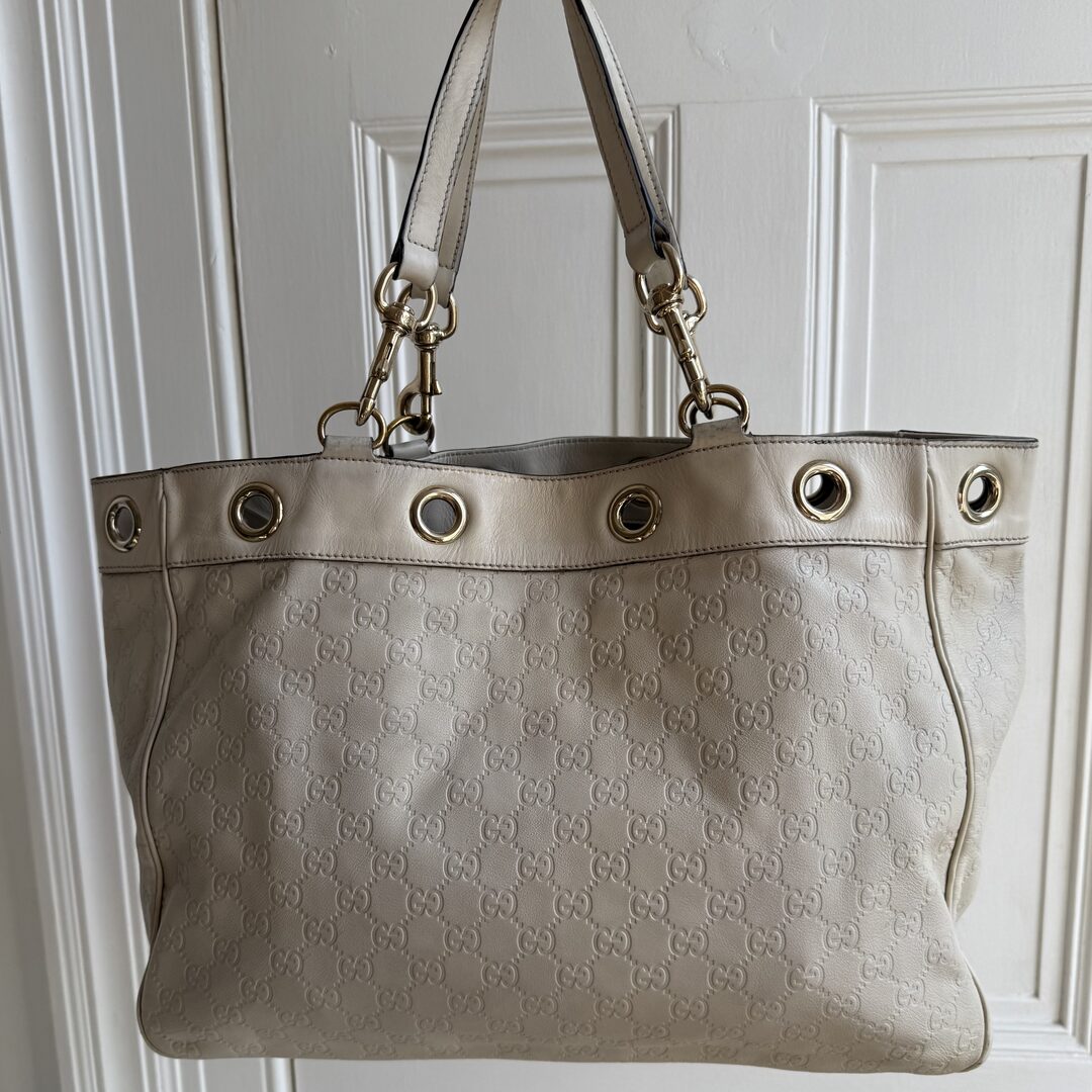 Gucci Guccissima White Leather Tote Bag