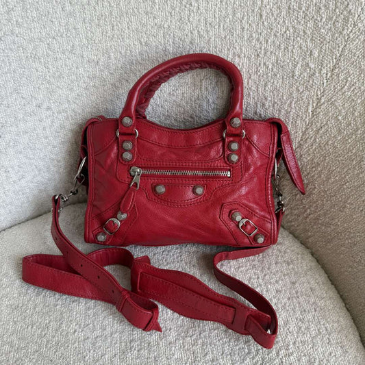 2018 Balenciaga Mini City Leather Red Handbag
