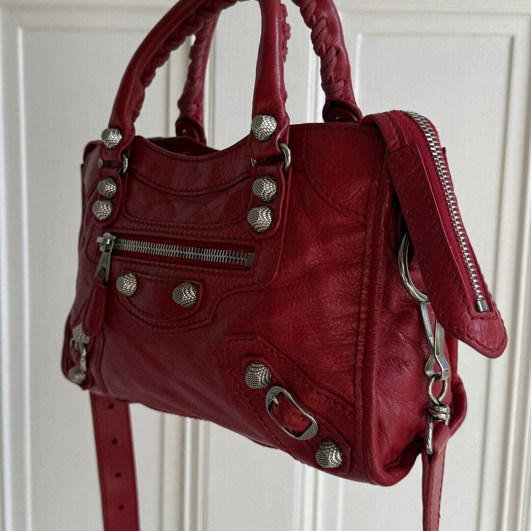 2018 Balenciaga Mini City Leather Red Handbag