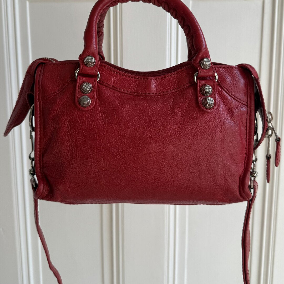 2018 Balenciaga Mini City Leather Red Handbag