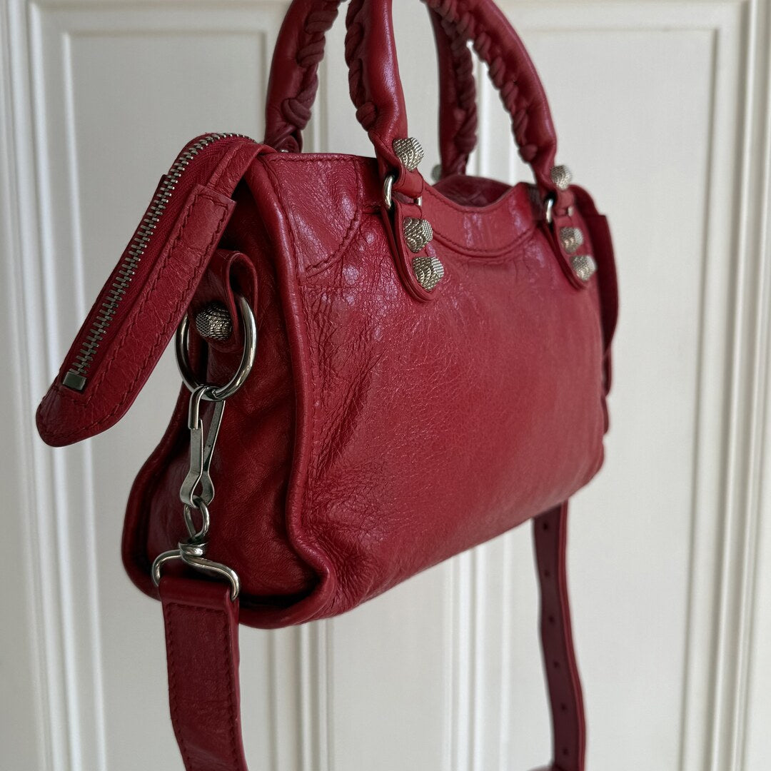 2018 Balenciaga Mini City Leather Red Handbag