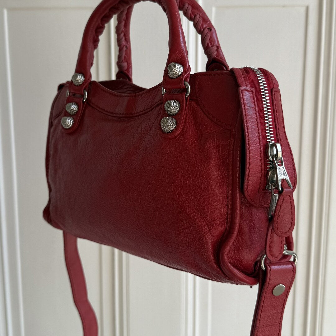 2018 Balenciaga Mini City Leather Red Handbag