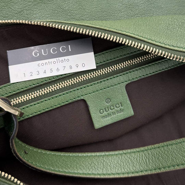 Gucci Interlocking G Blondie Leather Green Hobo Shoulder Bag