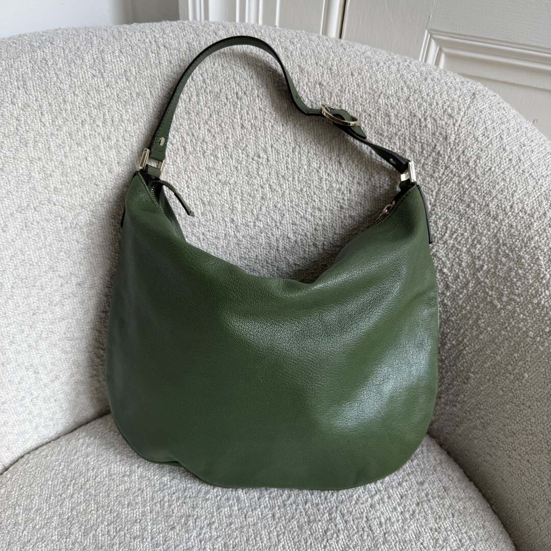 Gucci Interlocking G Blondie Leather Green Hobo Shoulder Bag