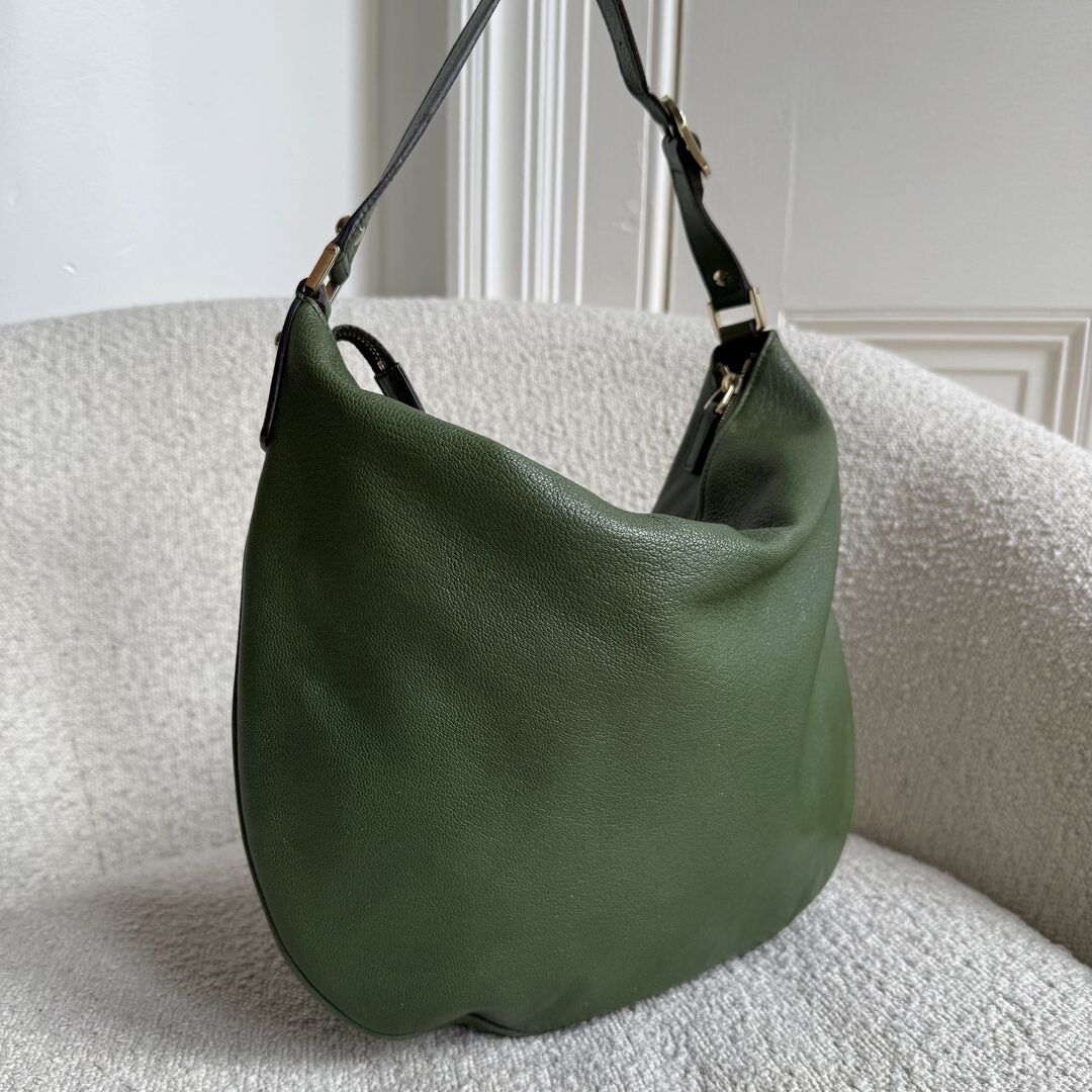 Gucci Interlocking G Blondie Leather Green Hobo Shoulder Bag