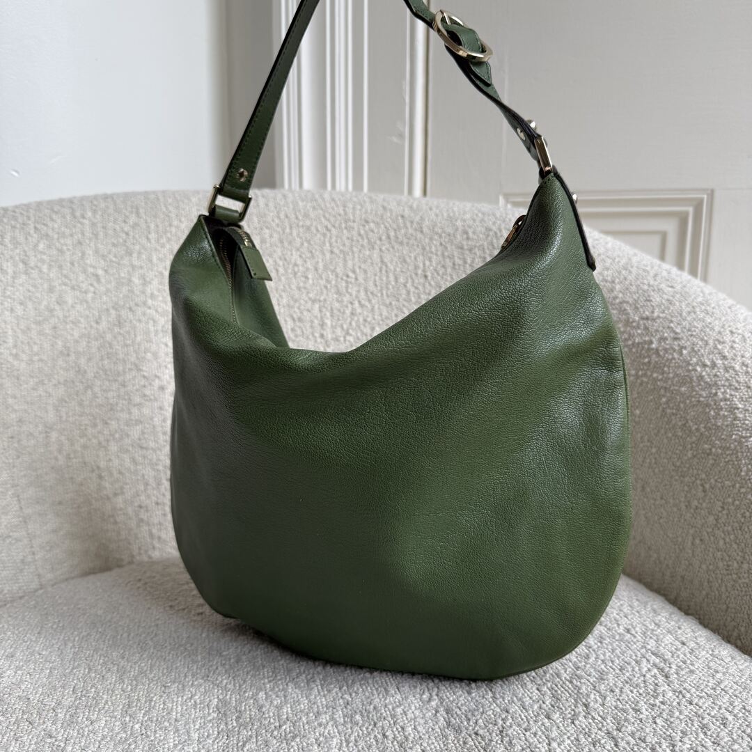 Gucci Interlocking G Blondie Leather Green Hobo Shoulder Bag