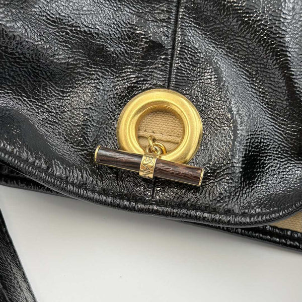 Yves Saint Laurent Rive Gauche Patent Capri Hobo Black Shoulder Bag