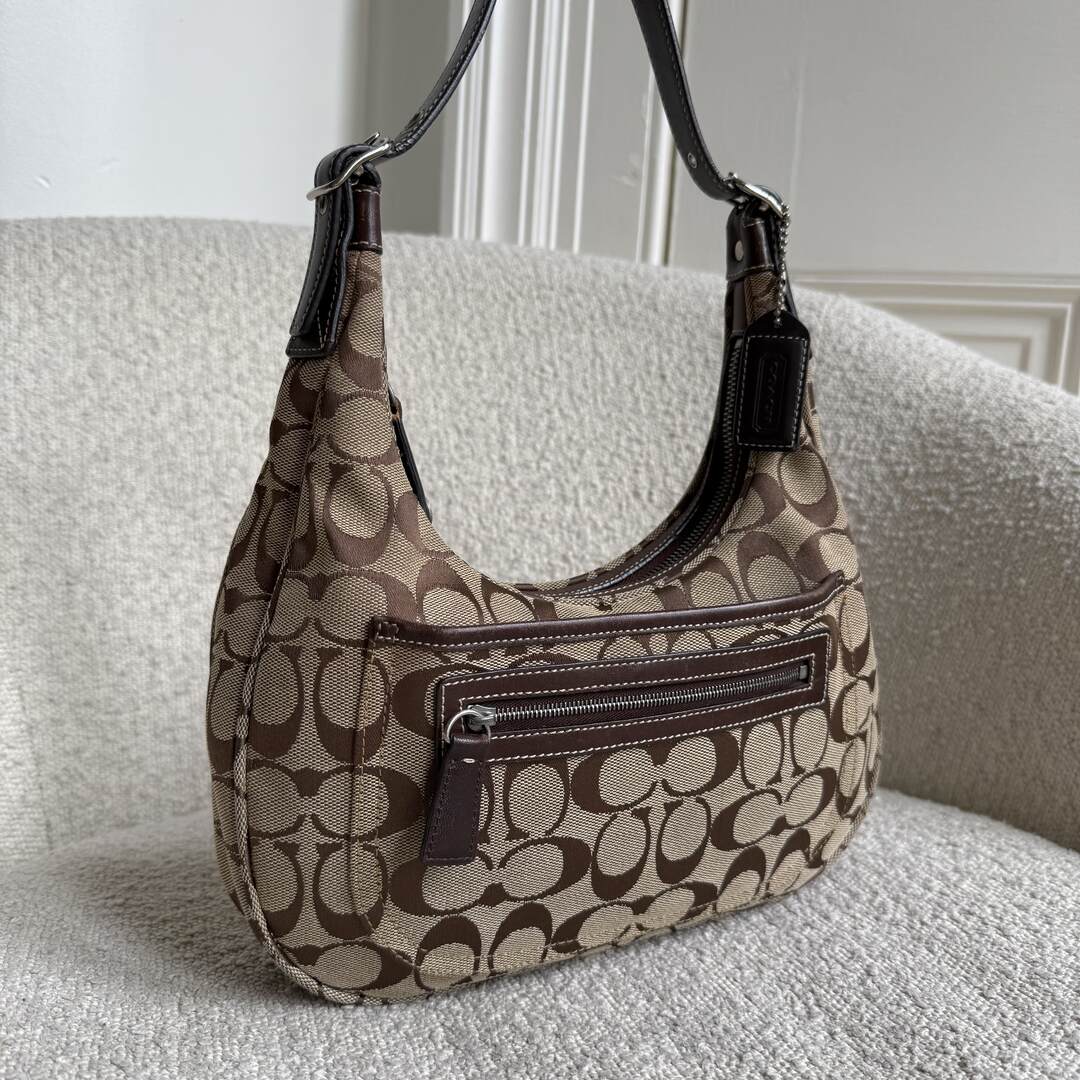 Coach Signature Brown Hobo Shoulder Bag