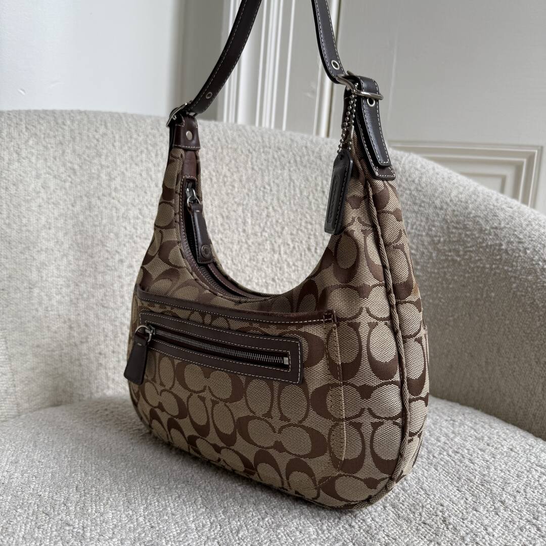 Coach Signature Brown Hobo Shoulder Bag