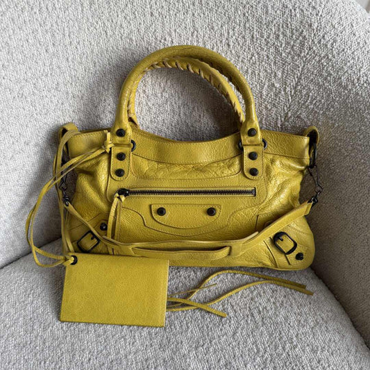 2013 Balenciaga First Yellow Leather Handbag