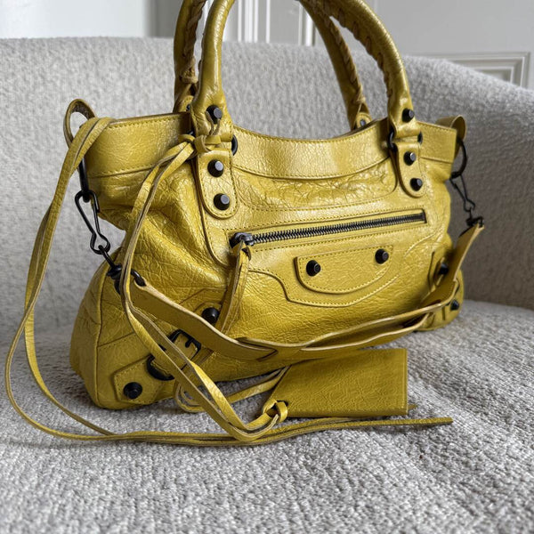2013 Balenciaga First Yellow Leather Handbag