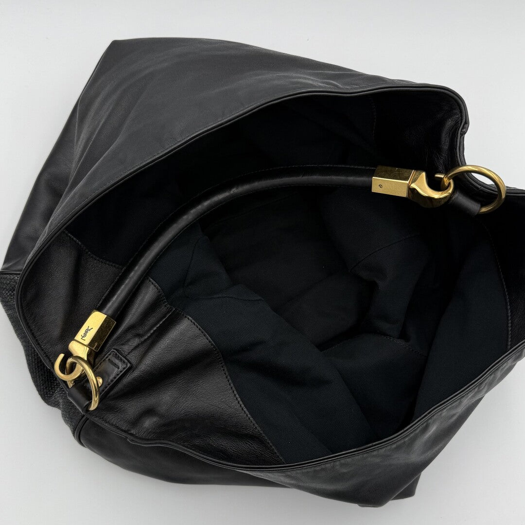 Yves Saint Laurent Roady Hobo Leather Black Shoulder Bag