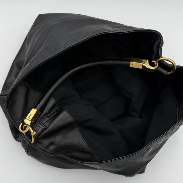 Yves Saint Laurent Roady Hobo Leather Black Shoulder Bag