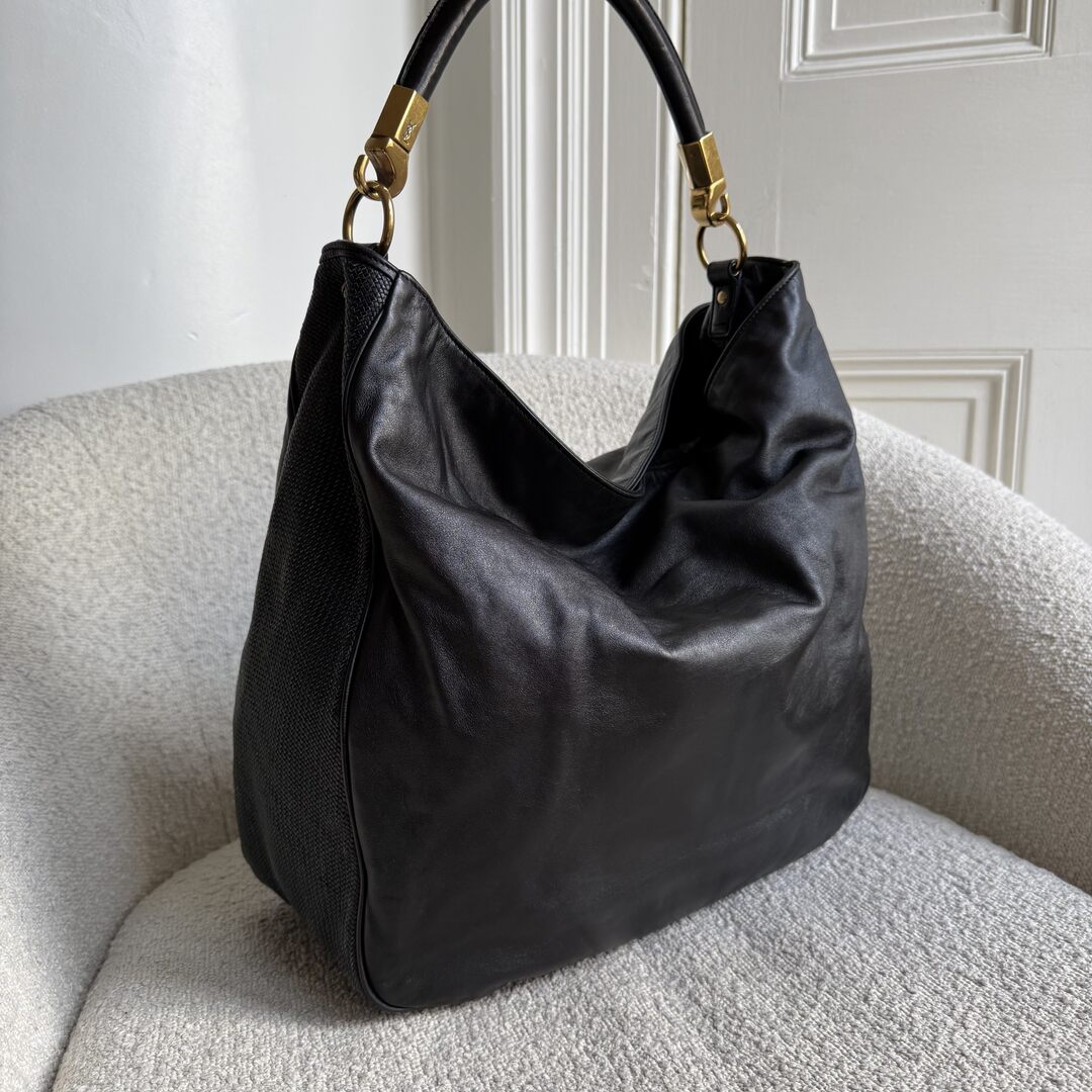 Yves Saint Laurent Roady Hobo Leather Black Shoulder Bag