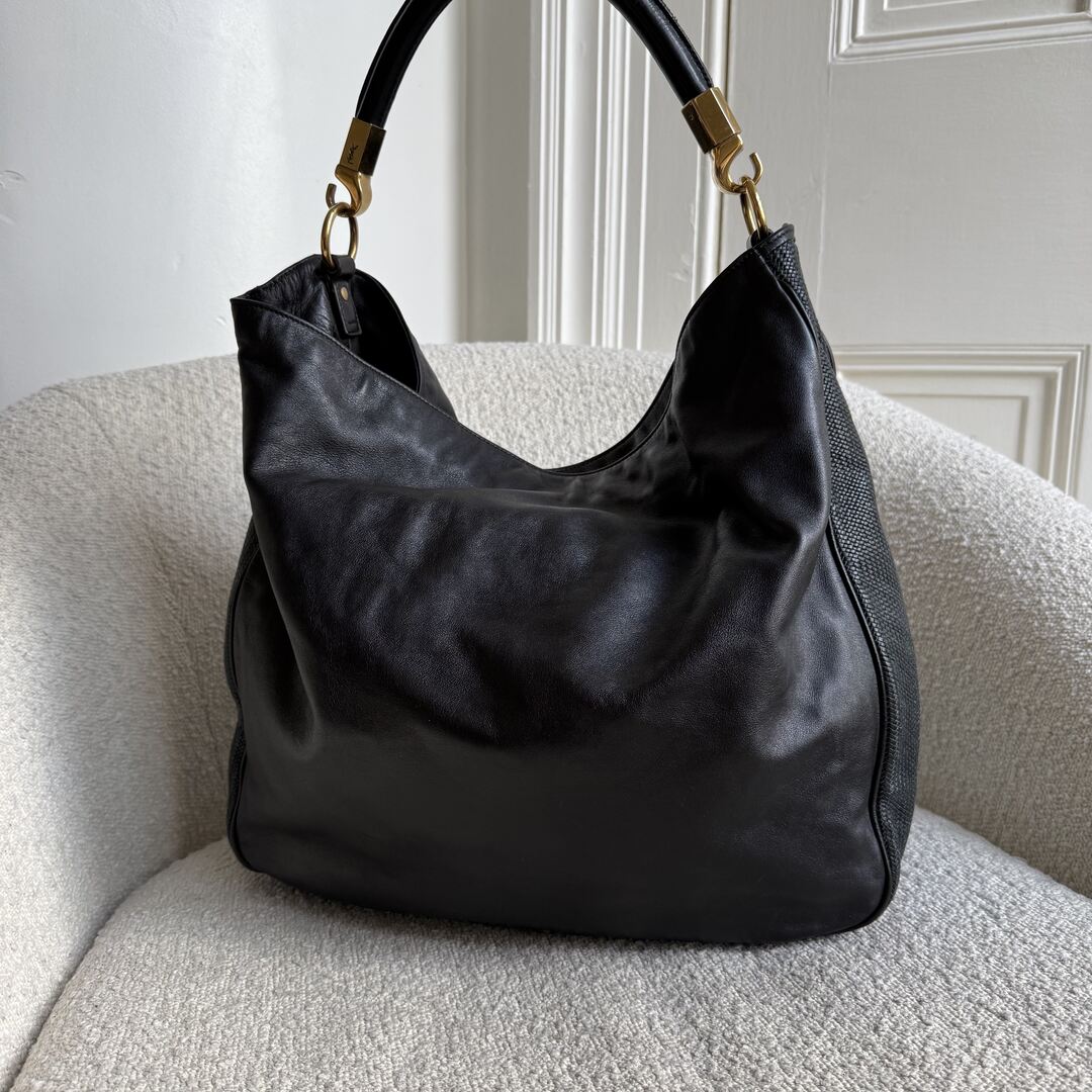 Yves Saint Laurent Roady Hobo Leather Black Shoulder Bag