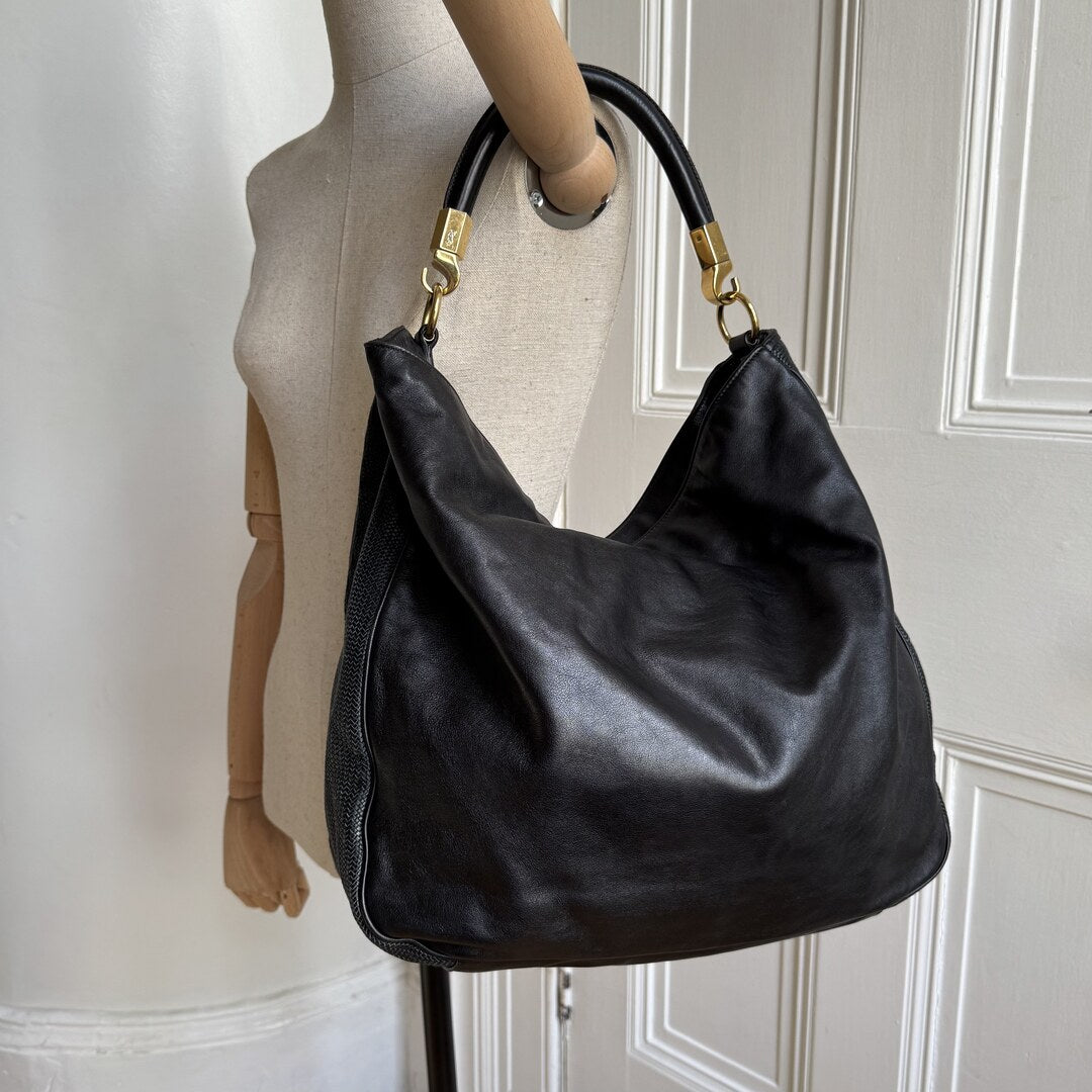 Yves Saint Laurent Roady Hobo Leather Black Shoulder Bag