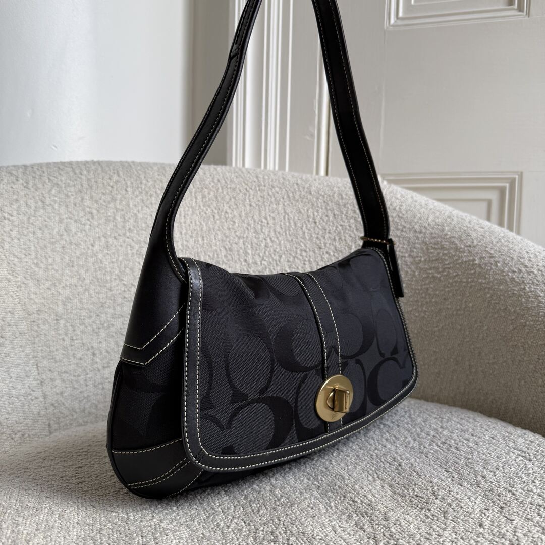 Coach Signature Ergo Flap Black Shoulder Bag