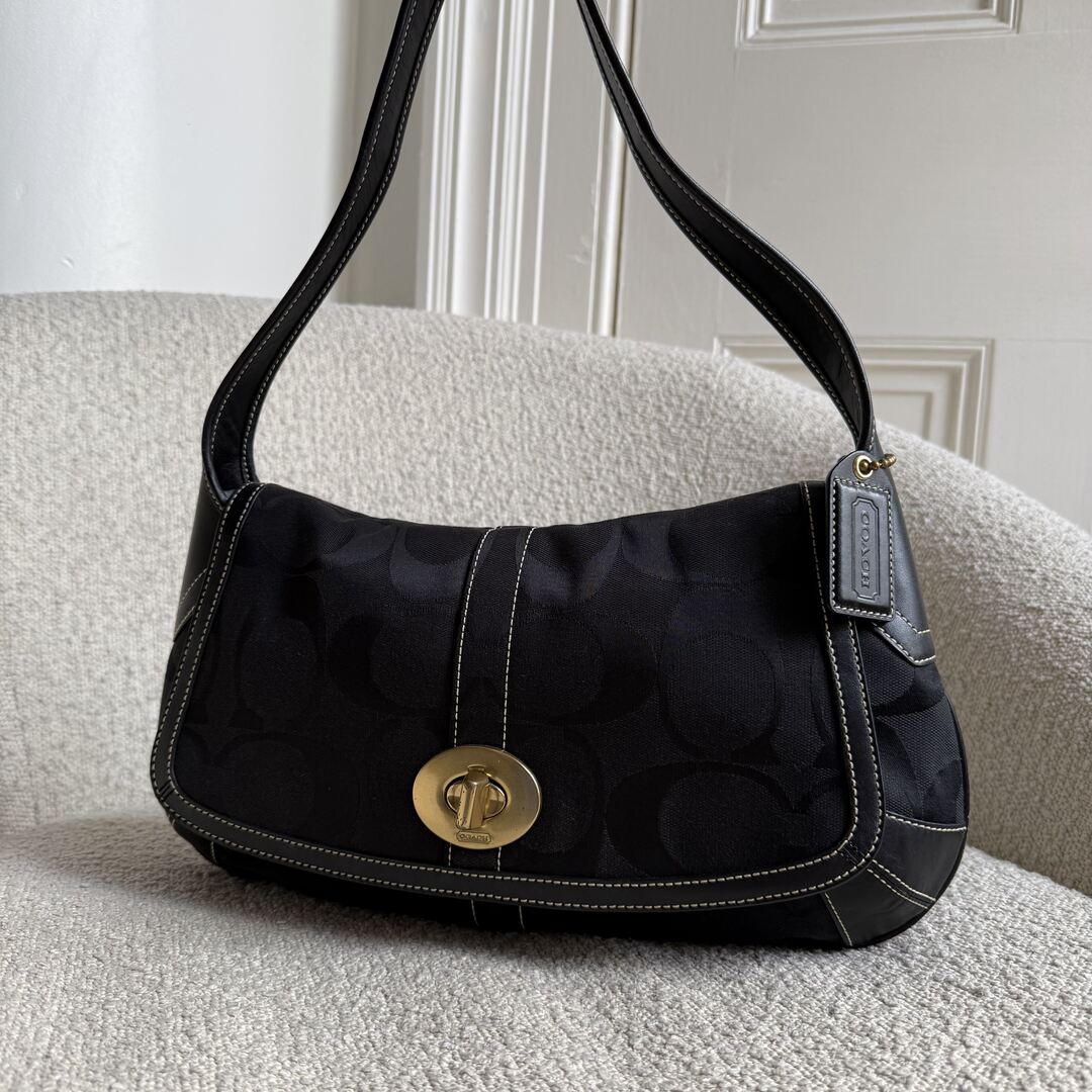 Coach Signature Ergo Flap Black Shoulder Bag