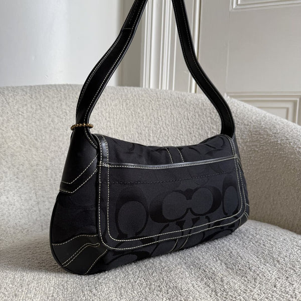 Coach Signature Ergo Flap Black Shoulder Bag