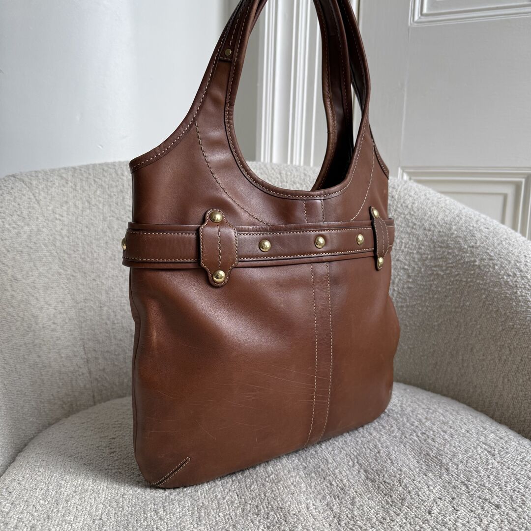 Coach Buckle Leather Brown Tote Bag