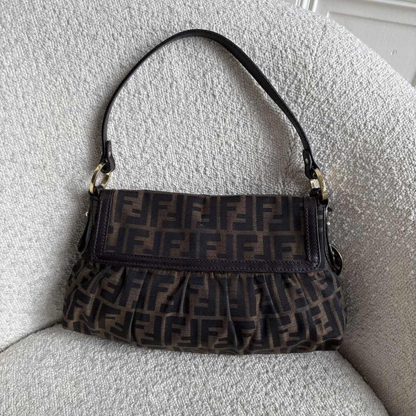 Fendi Zucca Flap Brown Shoulder Bag