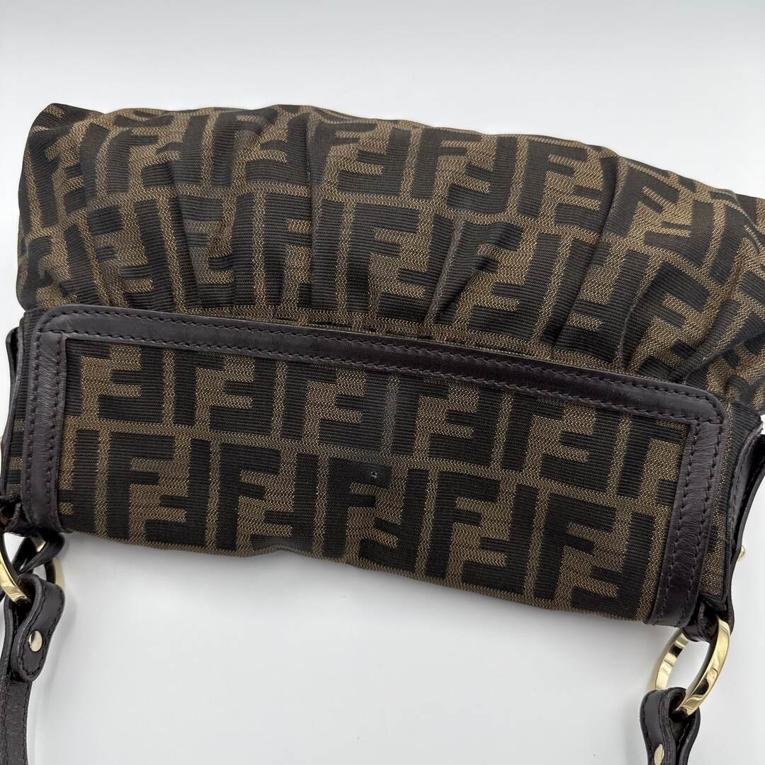 Fendi Zucca Flap Brown Shoulder Bag