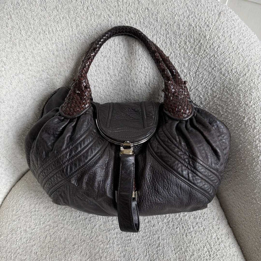 Fendi Spy Dark Brown Leather Handbag