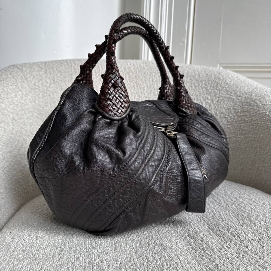 Fendi Spy Dark Brown Leather Handbag