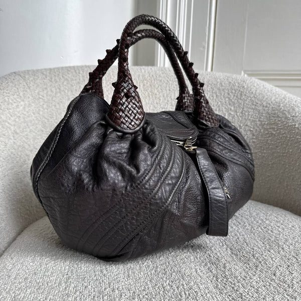 Fendi Spy Dark Brown Leather Handbag