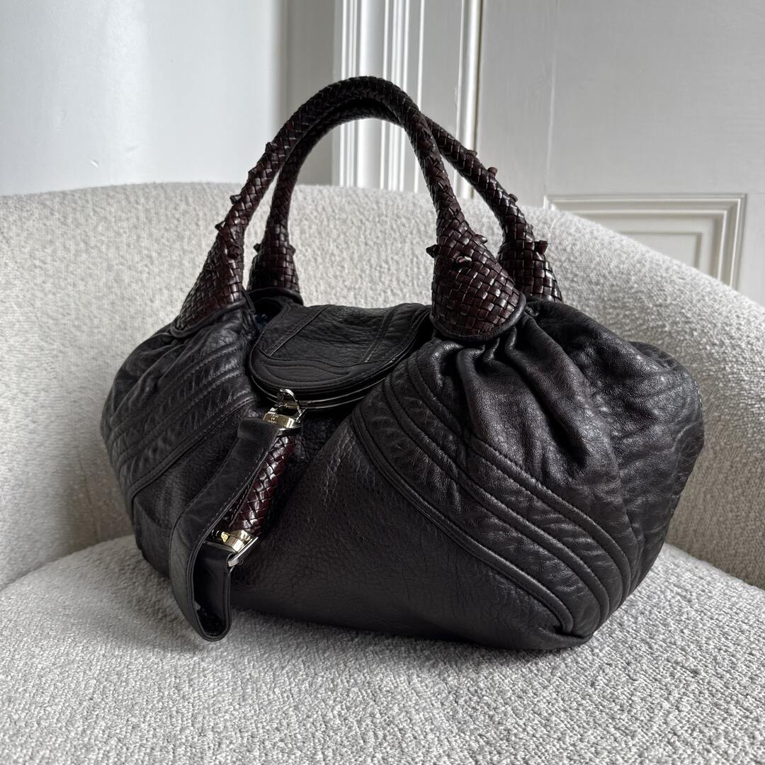 Fendi Spy Dark Brown Leather Handbag