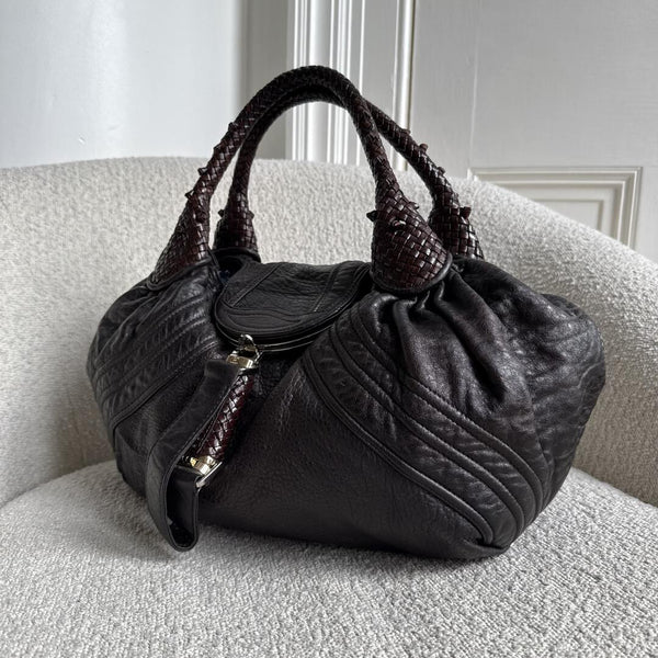 Fendi Spy Dark Brown Leather Handbag
