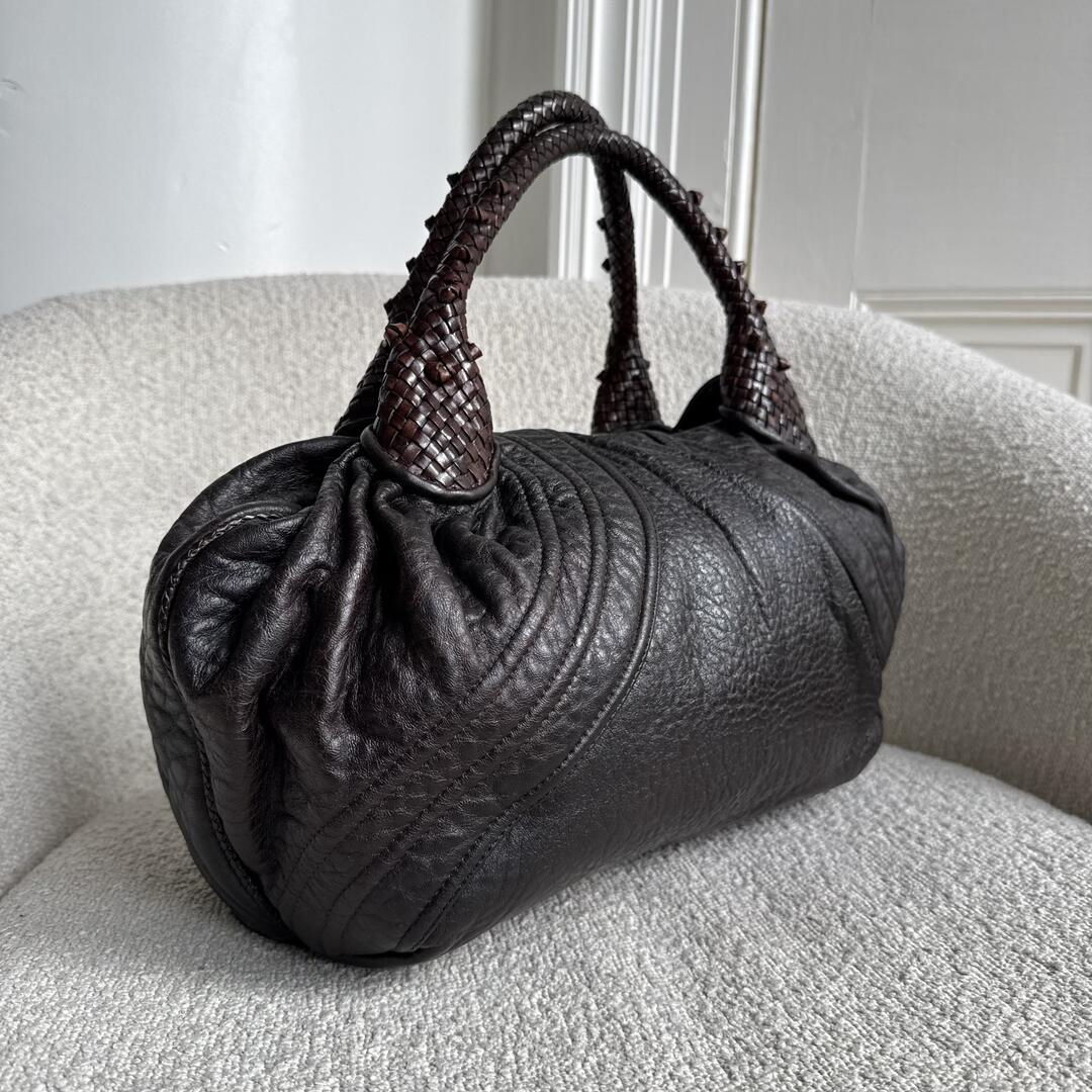 Fendi Spy Dark Brown Leather Handbag