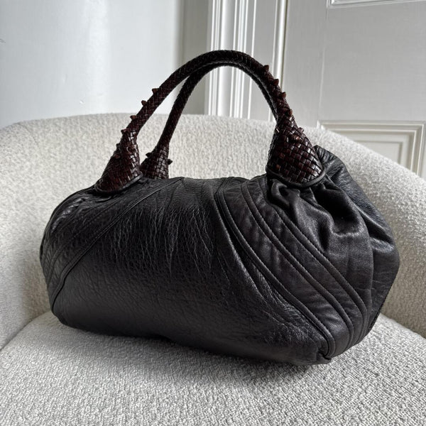 Fendi Spy Dark Brown Leather Handbag