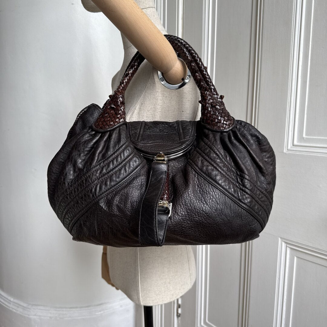 Fendi Spy Dark Brown Leather Handbag
