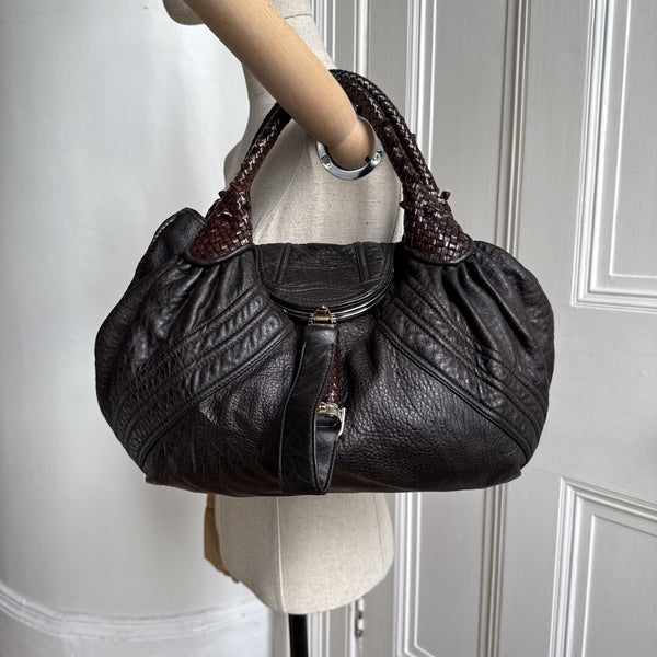 Fendi Spy Dark Brown Leather Handbag