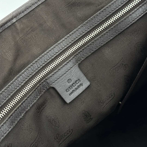 Gucci GG Canvas Twins Black Leather Tote Bag