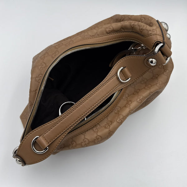 Gucci Guccissima Hobo Leather Brown Shoulder Bag