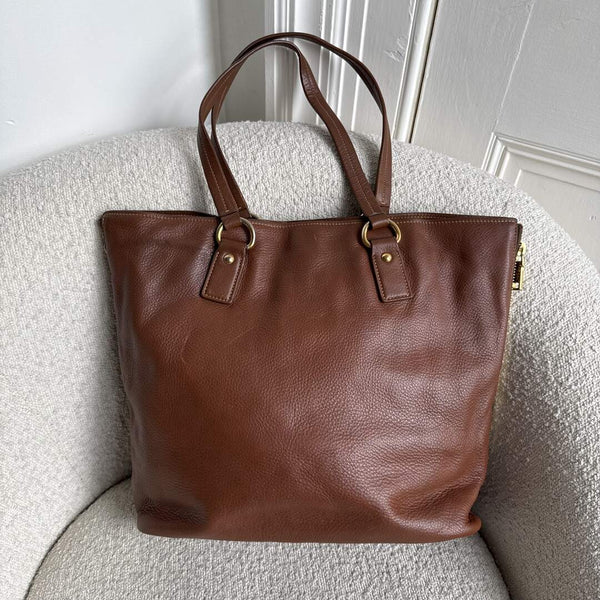 Prada Vitello Daino Leather Brown Tote Bag
