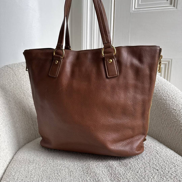 Prada Vitello Daino Leather Brown Tote Bag
