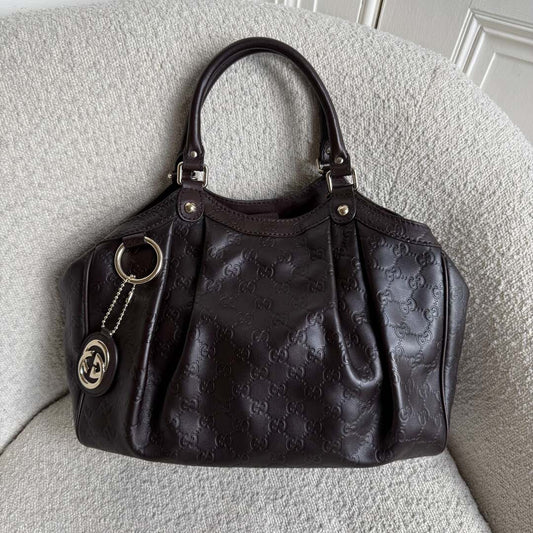 Gucci Guccissima Sukey Leather Brown Tote Bag